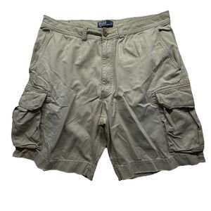 VTG Polo Ralph Lauren Cargo Shorts Men's Size 40 Beige Relaxed Fit Cotton Khaki